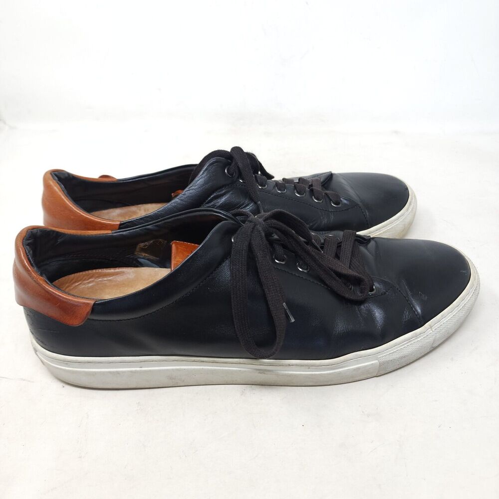 Good Man Brand Mens Sneakers Legend Black Leather Shoes Russell Wilson Italy 12 - Picture 2 of 11